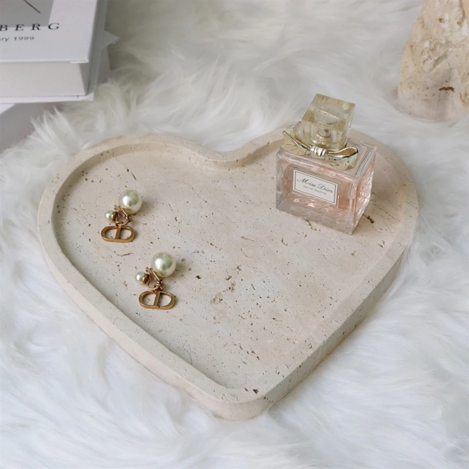 Beige Travertine Heart-shaped Tray high quality