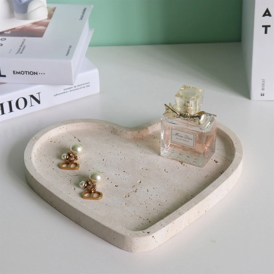 Beige Travertine Heart-shaped Tray high quality